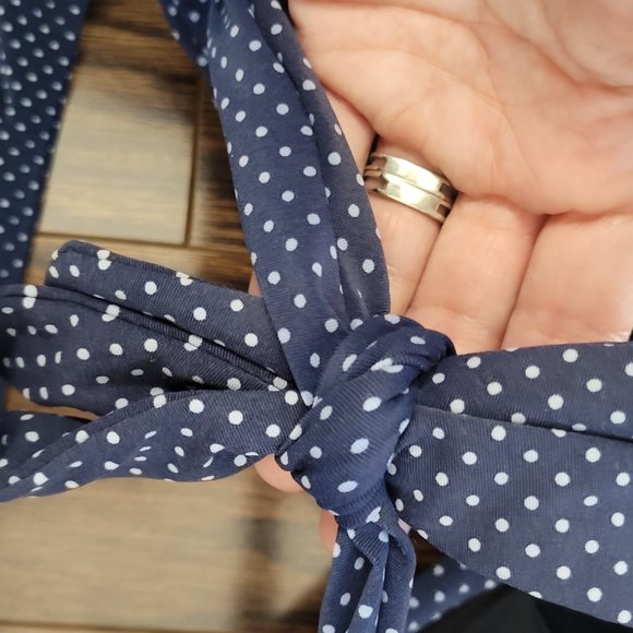 Azura Two Piece Halter Top Bikini BathingSuit Halter Tie Neck Navy Polka Dot Mix - Picture 8 of 13